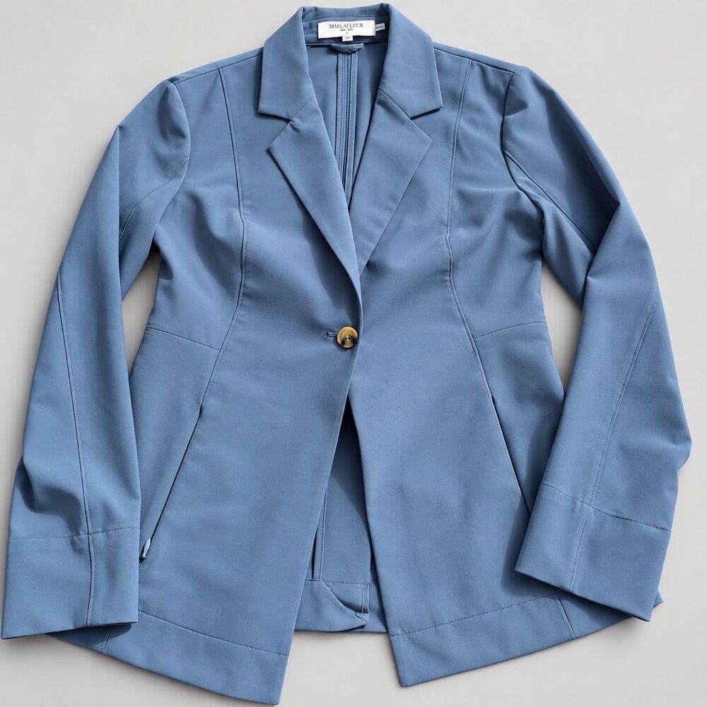 M.M.LaFleur Tailored Blazer Jacket Solid Slate Blue Womens 4 Modern Classic